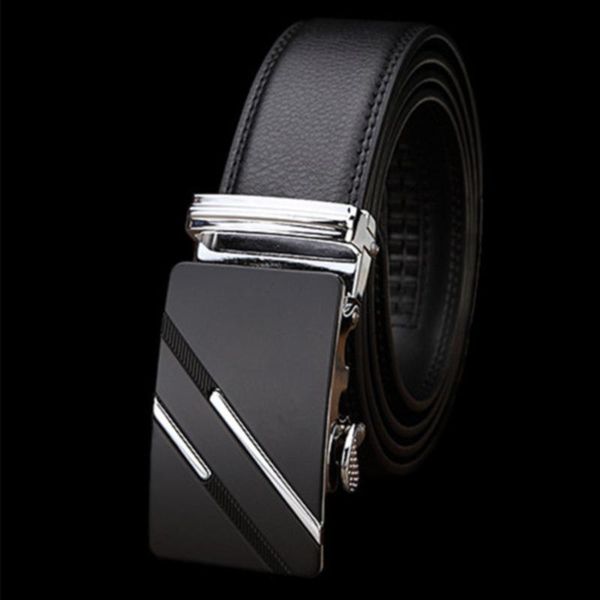 

automatic buckle classic pu leather business non slip fashion gift waist strap rustproof simple men belt casual waistband, Black;brown