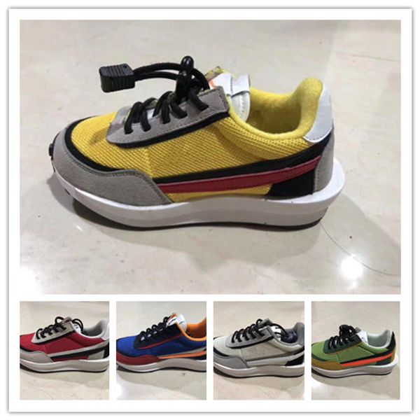 

luxury kids running shoes boys girls green gusto sneaker waffle pine green sneakers ldwaffle/sacai ldv waffle sports trainers, Black