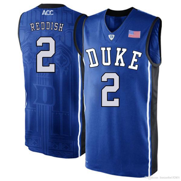 

cam reddish stitched duke blue devils christian laettner coach k men's white black blue v-neck college jersey