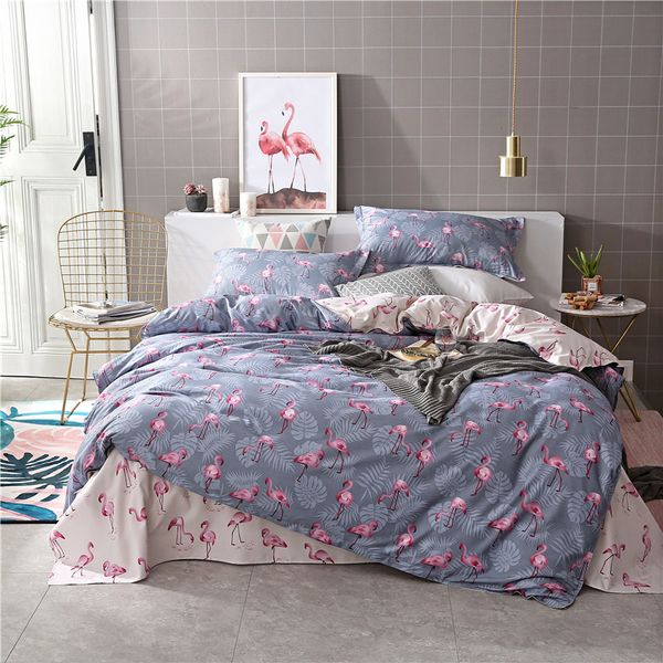 

flamingo 3/4pcs girl kid bed cover set cartoon duvet cover childs bed sheets and pillowcases comforter bedding sets