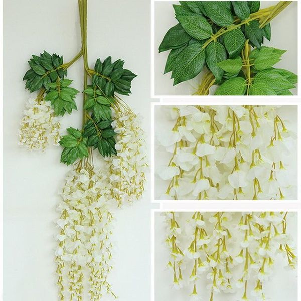 

горячие продажи поддельные цветы шелковый цветок искусственный цветок стены глициния vine ротанг для day home garden hotel свадебное украшен