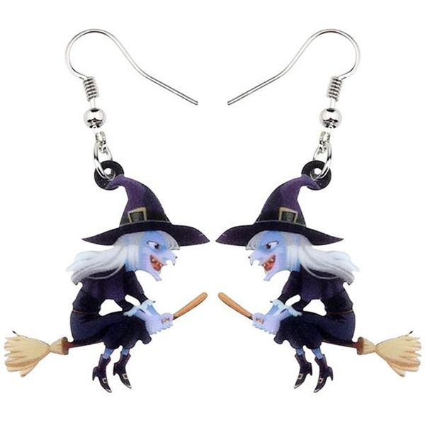 

dangle & chandelier acrylic animal halloween broomstick witch earrings drop fashion cartoon jewelry for women girls teens gift charms, Silver