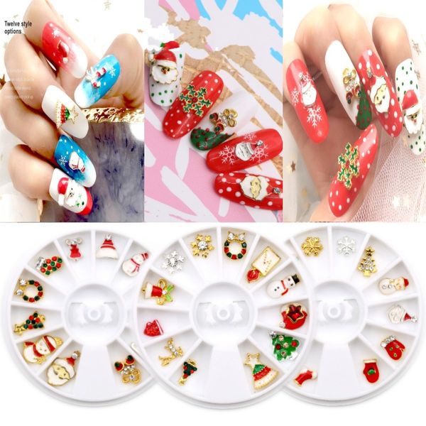 

christmas 3d nail art diy rhinestones glitters acrylic rhinestones for nails manicure nail art decoration in wheel, Silver;gold