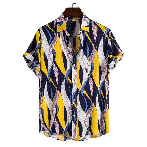 

shirt men 2020 summer new short sleeve hawaiian shirt mens casual button down dress shirts for holiday chemise 3xl, White;black