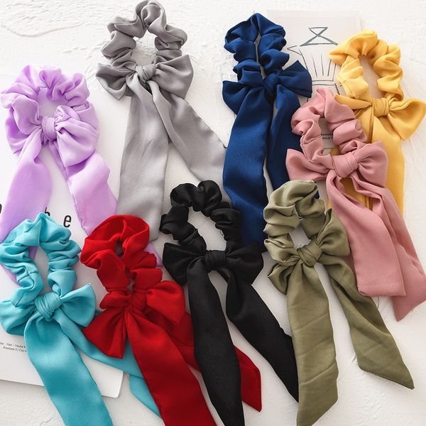 

20styles vintage hair scrunchies bow solid floral hair bands ties scrunchie ponytail holder women hair rope decoration accessories gga2324, Slivery;white