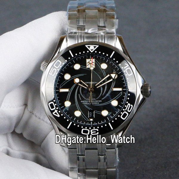 

new limited джеймс бонд 007 погружение 210.22.42.20.01.004 черный текстуры циферблат автоматическая мужские часы черный ободок ss браслет ст, Slivery;brown