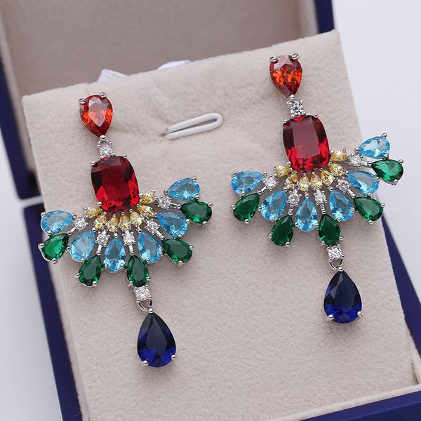 

fashion-925 silver jewelry 2018 new fashion cz earrings for women drop water dangle chandelier sale