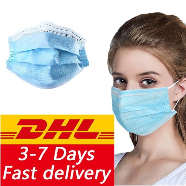 

200/300/500/1000/2000/5000/10000pcs face disposable 3 layers dustproof mask facial protective cover masks dhl shipping