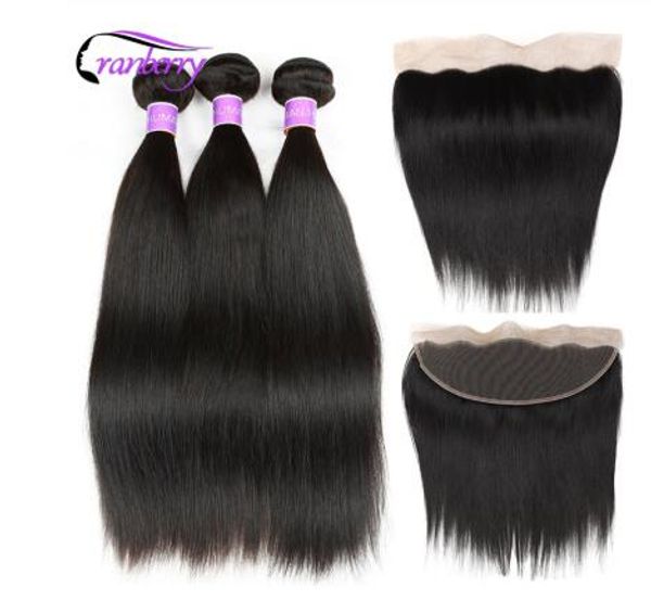 

brazilian straight hair bundles with frontal 3pcs remy human hair bundles with closure lace frontal and bundles, Black;brown