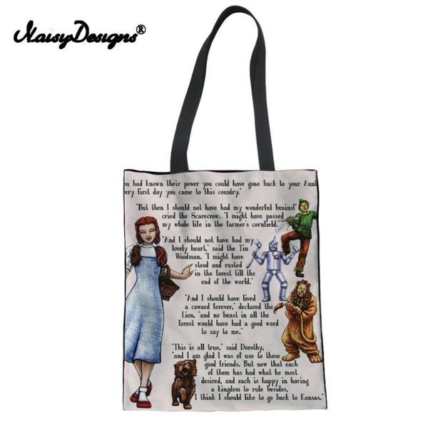 

noisydesings the wizard of oz tote bag women canvas shopping bag girl lady beach travel package pouch portable folding dropship