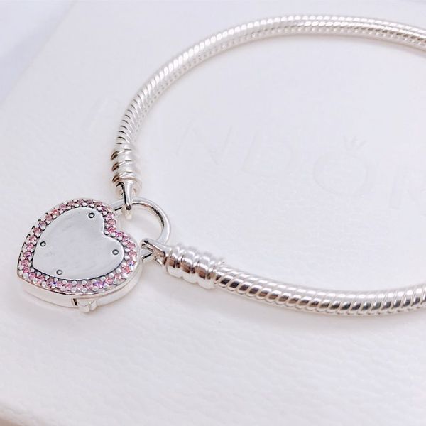 

original lock your promise snake chain bracelet bangle fit women 925 sterling silver bead charm bracelet europe jewelry, Golden;silver