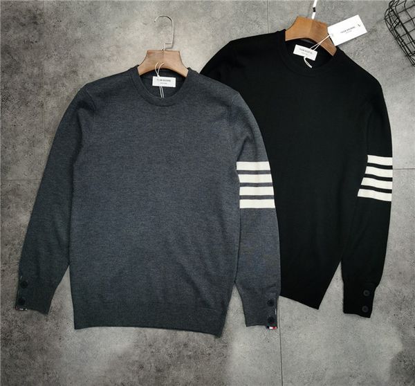 

19fw luxurious design thom tb browne wool pullover sweater hoodies men women fashion casual streetwear sweatshirts outdoor shirts, Gray;blue