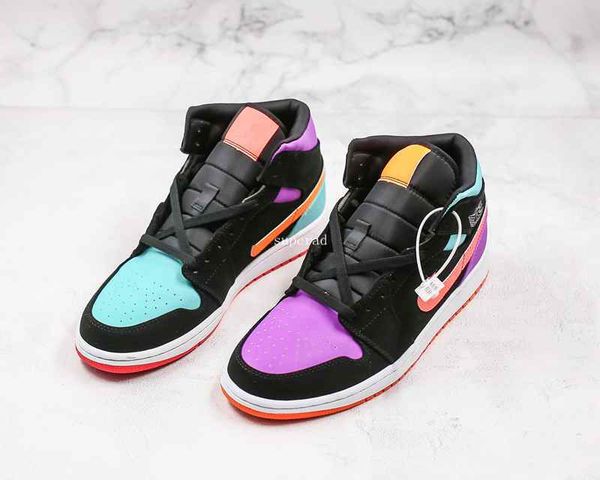 

2020 multi-color mid 1 1s se gs black orange purple basketball shoes black pale vanilla starfish athletic sneakers 554725-083