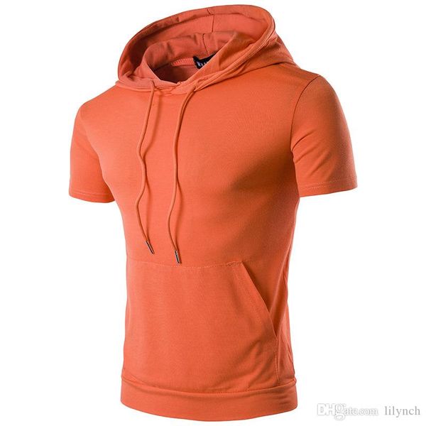 

2017 нового мужской с капюшоном кармана с коротким рукавом летом размером цвета улицы хип-хоп футболки спортивных тонкой одежды, White;black