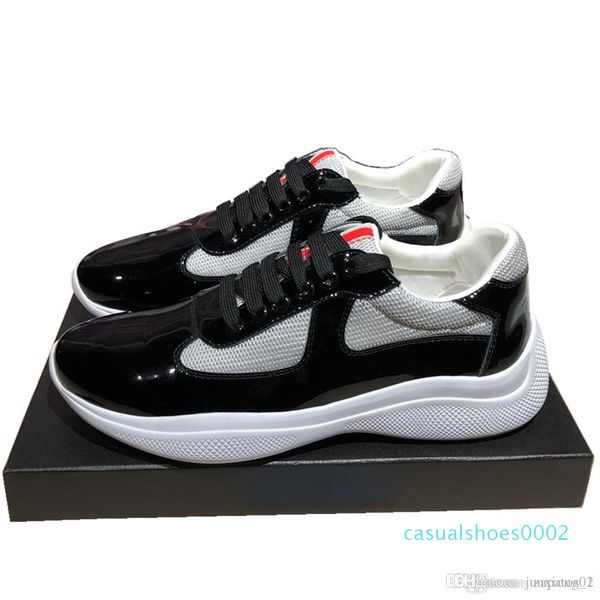 

2020 мужская мода повседневная обувь кубок америки дизайнерские кроссовки лакированная кожа и нейлон роскошные кроссовки мужская обувь 12123, Black