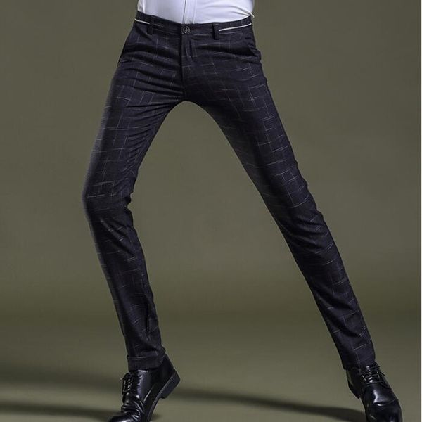 

spring summer slight stretch men suit pants formal work pants brand clothing straight men dress classic business trouser, Black