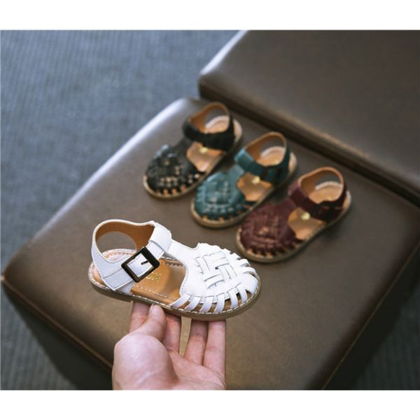 

children fashion sandals 2020 summer explosion shoes baby casual woven hollow out sandals boys girls flat shoes child sandals hot, Black;red