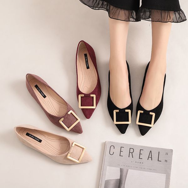 

2019 women shoes elegant casual female sneakers buckle pointed toe soft shallow mouth dress big size new nurse comfortable, Black