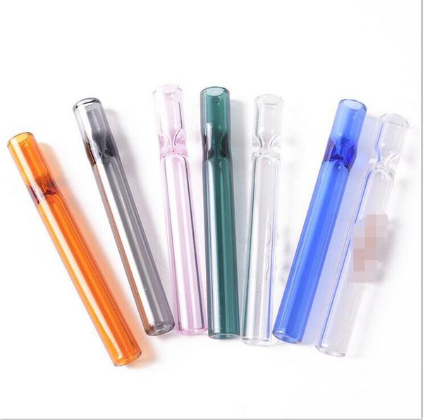 100mm Palha De Vidro Um Hitter Pipe 4 Polegada Steamroller Acessórios Para Fumar Grosso Pyrex Filtro Dicas Provador Colorido Cigarro Titular Hookahs Bongs