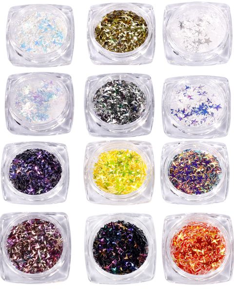 

chameleon sequins for five-stars nail art chameleon holographic nail charms laser sequins for art 3d flakes glitter, Silver;gold