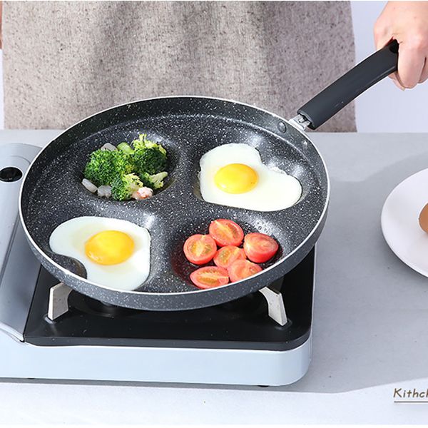 

frying non-stick pan four-hole omelette multifunction pan eggs ham pancake maker no oil-smoke breakfast grill pot cooking