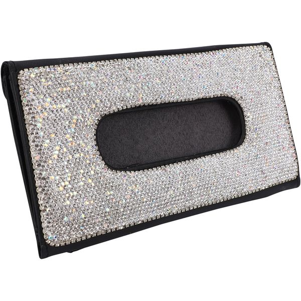 

sun visor car tissue box with crystal diamond leather auto napkin tissue hanging bag holder for car accessories