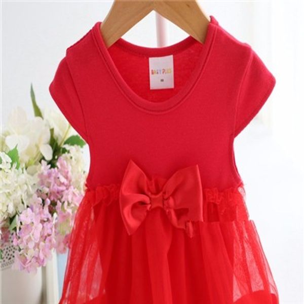 

newborn baby dress summer cotton bow baby rompers for girls summer kids infant clothes baby girls jumpsuit, Red;yellow