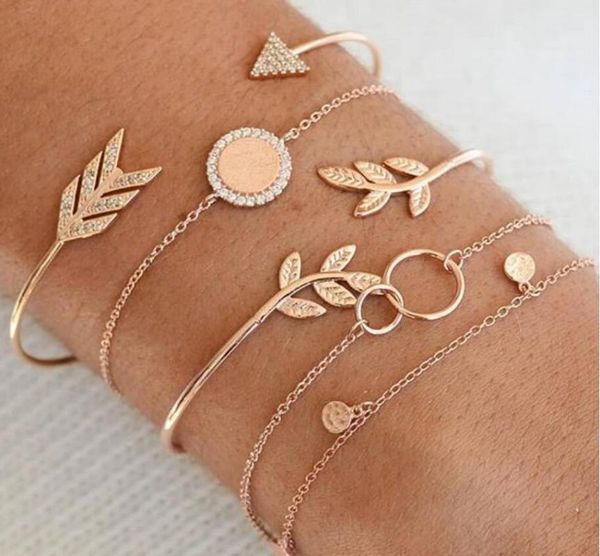 

fashionable woman new arrow leaf circle bracelet 5 suit anklets, White