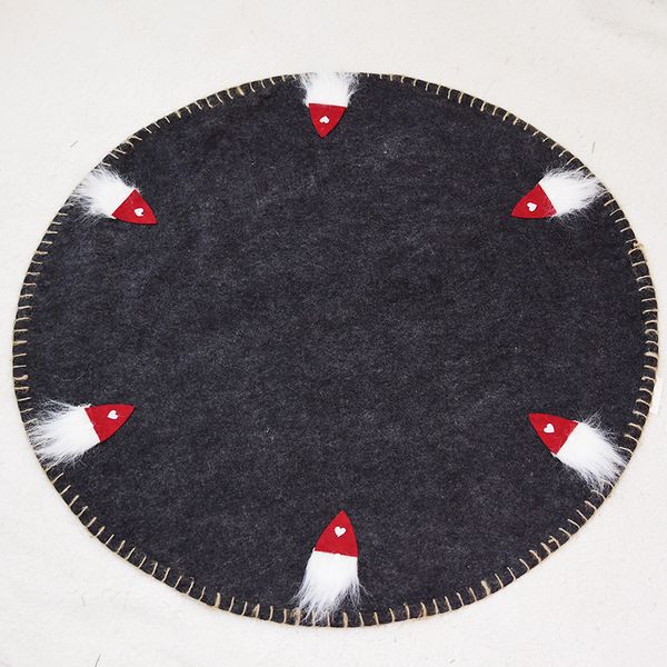 

100cm santa claus wool felt beard old man christmas tree skirt mat father christmas red gray heart snowflakes xmas rugs