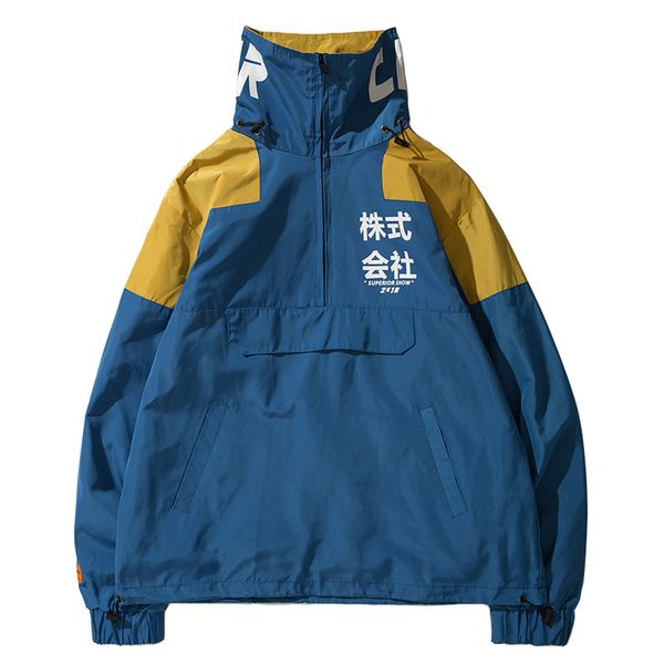 

autumn japanese kanji street hip hop jacket windbreaker men harajuku multi pockets jacket coat casual track us size s-xxl, Black;brown