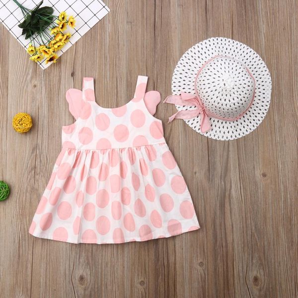

cute 2pcs newborn baby girl outfits clothes sundress dress +hat set, Red;yellow