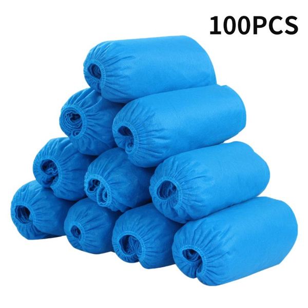 

100pcs computer room anti dust shoe cover easy use elastic anti-static home overshoes cleaning non-woven disposable non slip, White;pink