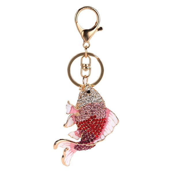 

exquisite enamel crystal fish key chains holder goldfish purse bag buckle handbag pendant for car keyrings keychains trinket, Silver