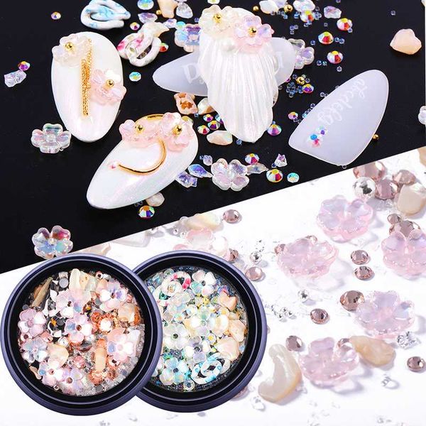 

mad doll 1 box nail art decorations 3d nail rhinestones colorful nails studs rivet mini beads flower design stones, Silver;gold