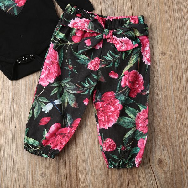 

3pcs newborn infant baby girl clothes sets long sleeve romper flower pants headband autumn outfit, White