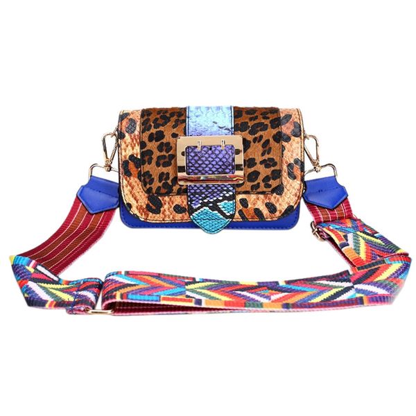 

new fashion leopard women shoulder bags with color shoulder strap messenger bag luxury sac main flap crossbody bags clutch