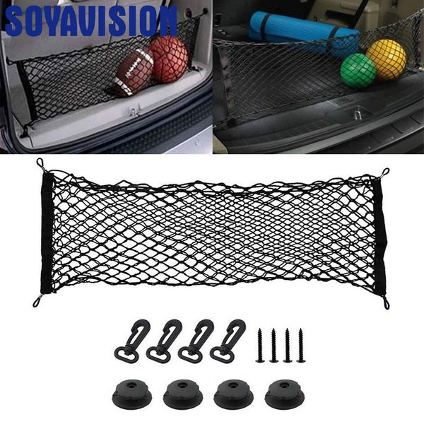 

universal car trunk rear storage cargo luggage nylon elastic mesh 50x110 cm net holder with 4 plastic hooks pocket new for kia