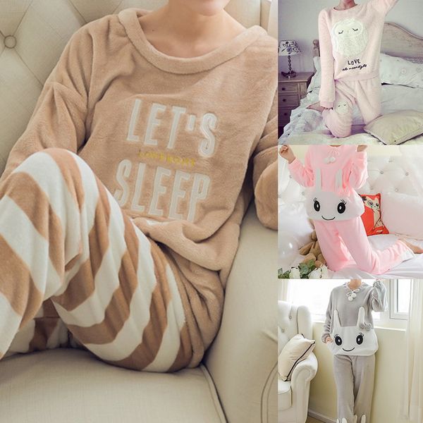 

sfit pyjama women pajamas sets spring summer long sleeve thin print cute sleepwear big girl pijamas mujer leisure student pajama, Black;blue