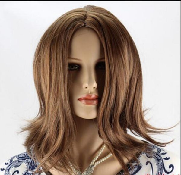Wig Natural Brown Streaked Short Hair Wigs Short Women S Fashion