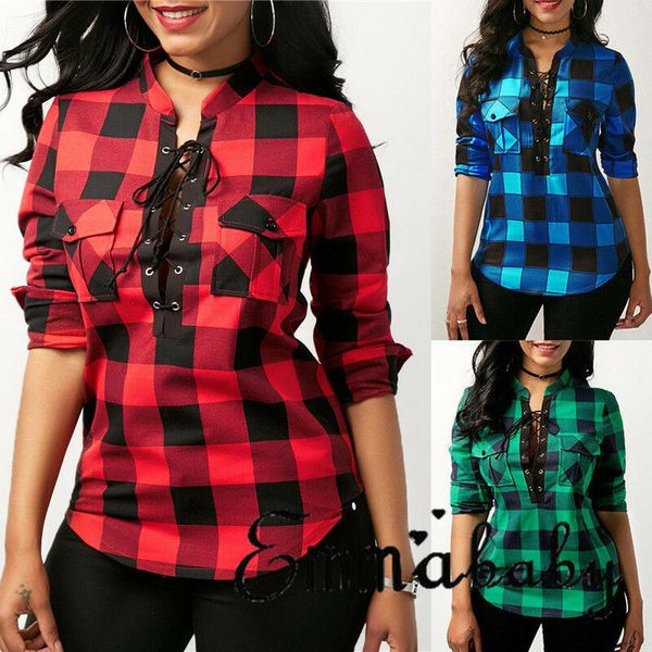 

fashion womens plaid blouse streetwear casual shirt loose fashion blouse clothes plus size shirt, White