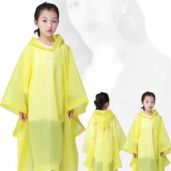 

transparent hooded rain coat plastic pure color thick one time emergency rainwear child poncho raincoats new arrival 4 2cj e19