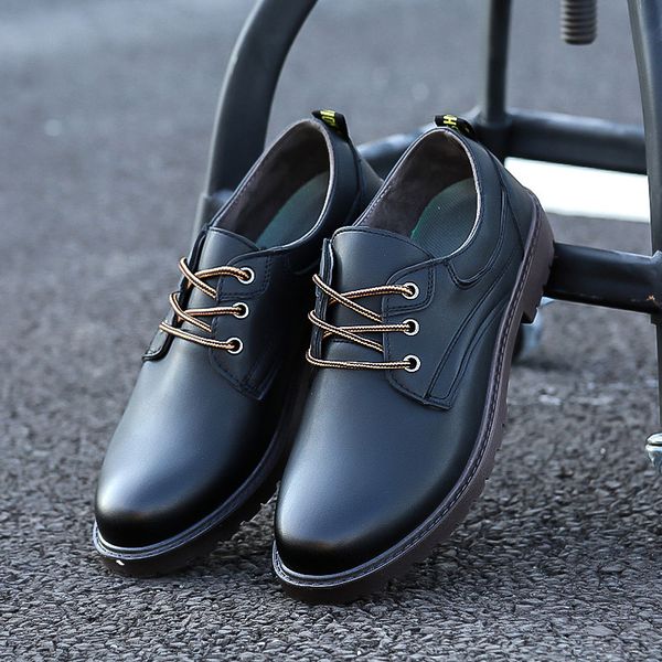 

genuine leather shoes men leather sneakers flats male loafers lace up walking casual shoes men casual *001, Black