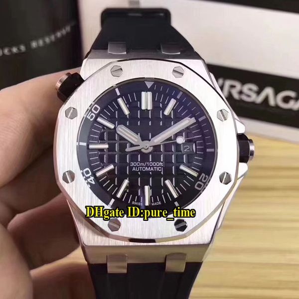 

new diver a2813 automatic mens watch black texture dial 15710st.oo.a002ca.01 date 42mm 316l steel case rubber strap gents watches puretime, Slivery;brown