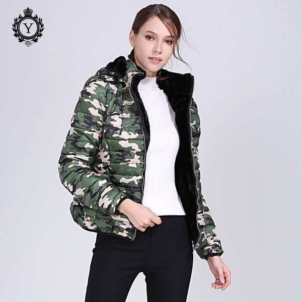 

2019 camouflage increase cotton cashmere short fund ma'am imitate down cotton-padded clothes, Black