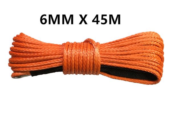 

6mm x 45m synthetic winch lines uhmwpe cable plasma rope with sheath car accessories