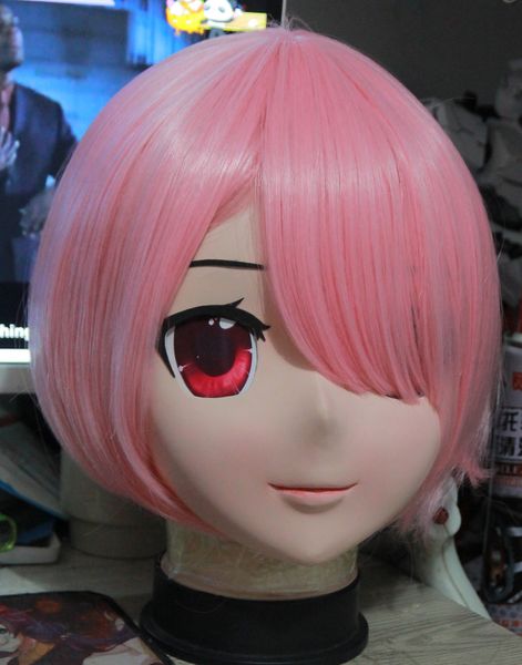 

новый 26) женский силиконовая резина ручной работы маска для лица косплей kigurumi маска трансвестит bjd doll kigurumi япония kig аниме мас, Black;red