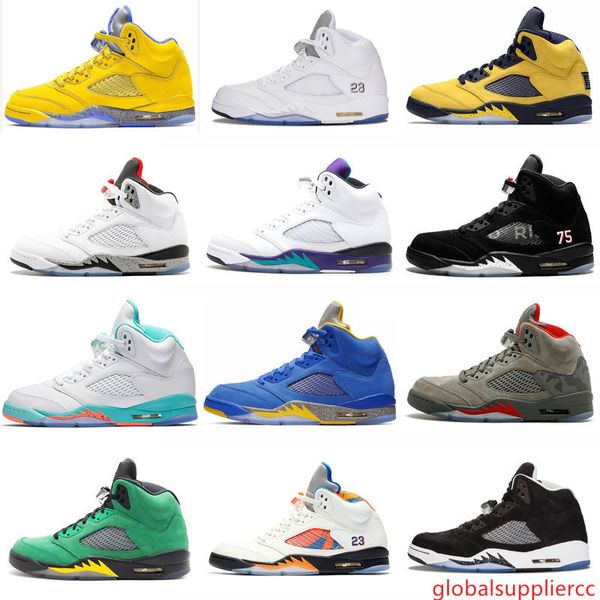 

trophy room 5s ice blue men basketball shoes 5 laney yellow bred red suede white cement metallic black designer sport sneaker size 40-47
