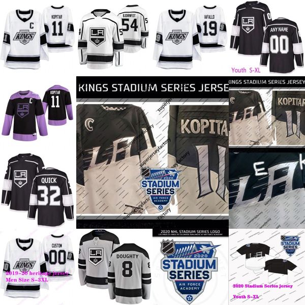 

los angeles 2020 stadium series kings jersey anze kopitar jeff carter drew doughty kyle clifford dustin brown jonathan quick jeff carter, Black;red