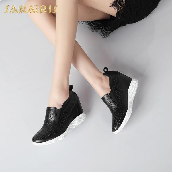 

sarairis fashion genuine cow leather black shoes woman pumps female increased internal slip-on leisure pumps women