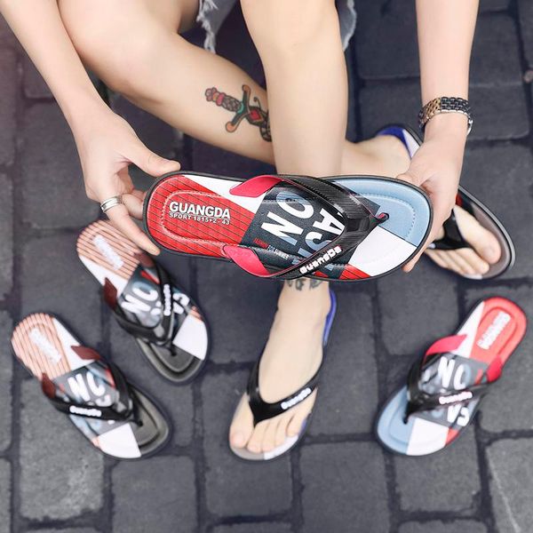 

новые дизайнеры сандал тапочки синий красный черный нашивки мода дизайн мужчины женщины классический дамы лето открытый пляж вьетнамки, Black